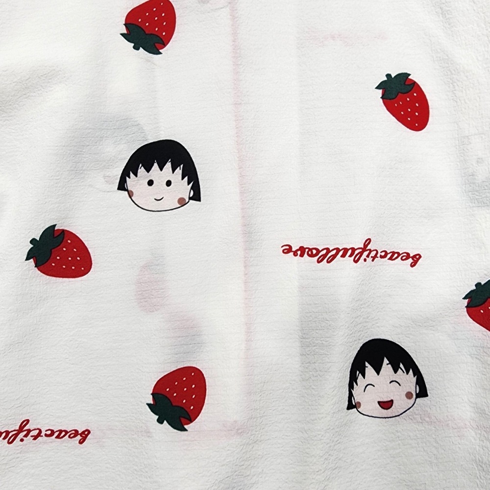 Pajama Set Womens 4 White Red Strawberry Button Front‎ Long Sleeve Two Piece - Picture 4 of 15